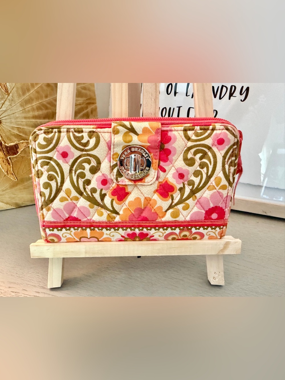 Vera Bradley Floral Turn Lock Wallet NWOT